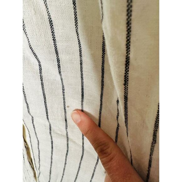 DEREK LAM COLLECTIVE White Stripe Linen Collar Knot Waist Shirt Dress Size 42 - Picture 11 of 15